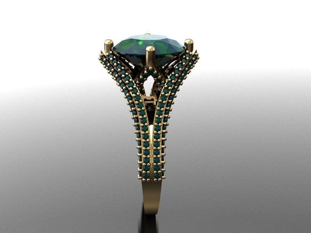 T099- Diamond solitarie ring 3D print model_4
