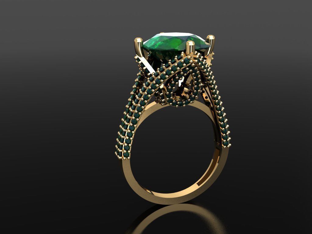 T099- Diamond solitarie ring 3D print model_3