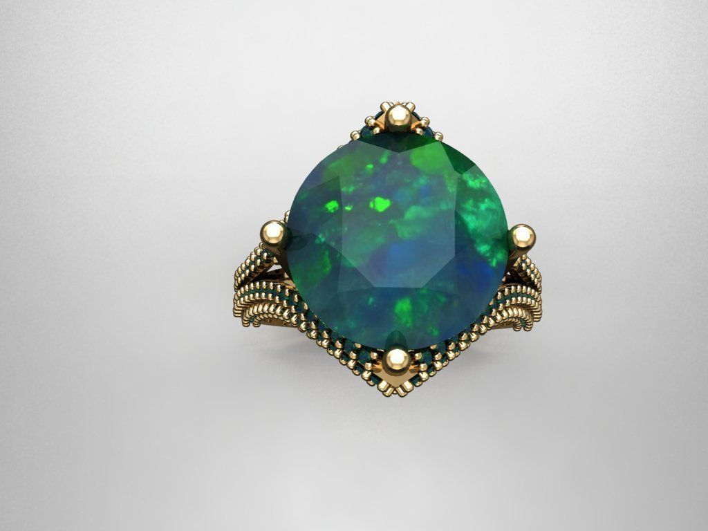 T099- Diamond solitarie ring 3D print model_2