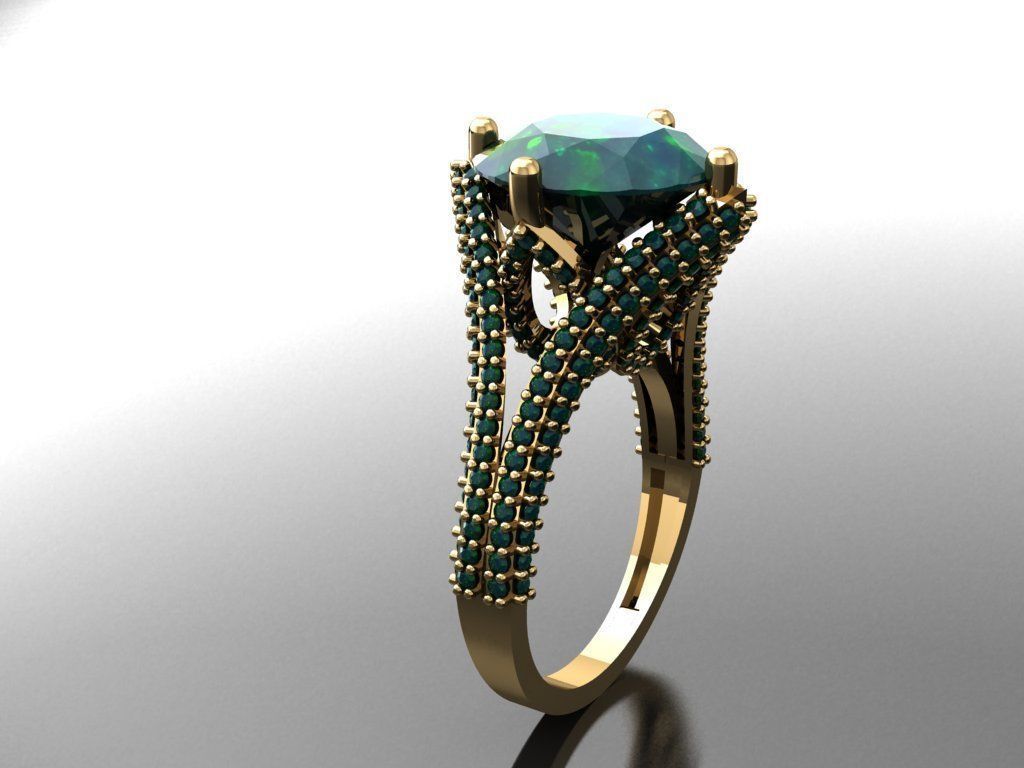 T099- Diamond solitarie ring 3D print model_1