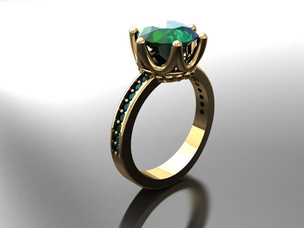 T104- Diamond solitarie ring 3D print model_4