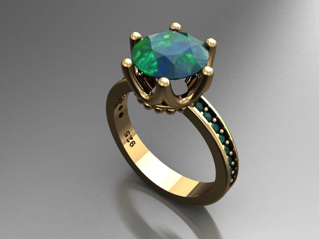 T104- Diamond solitarie ring 3D print model_3