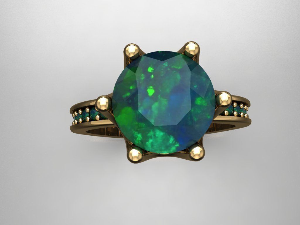 T104- Diamond solitarie ring 3D print model_2