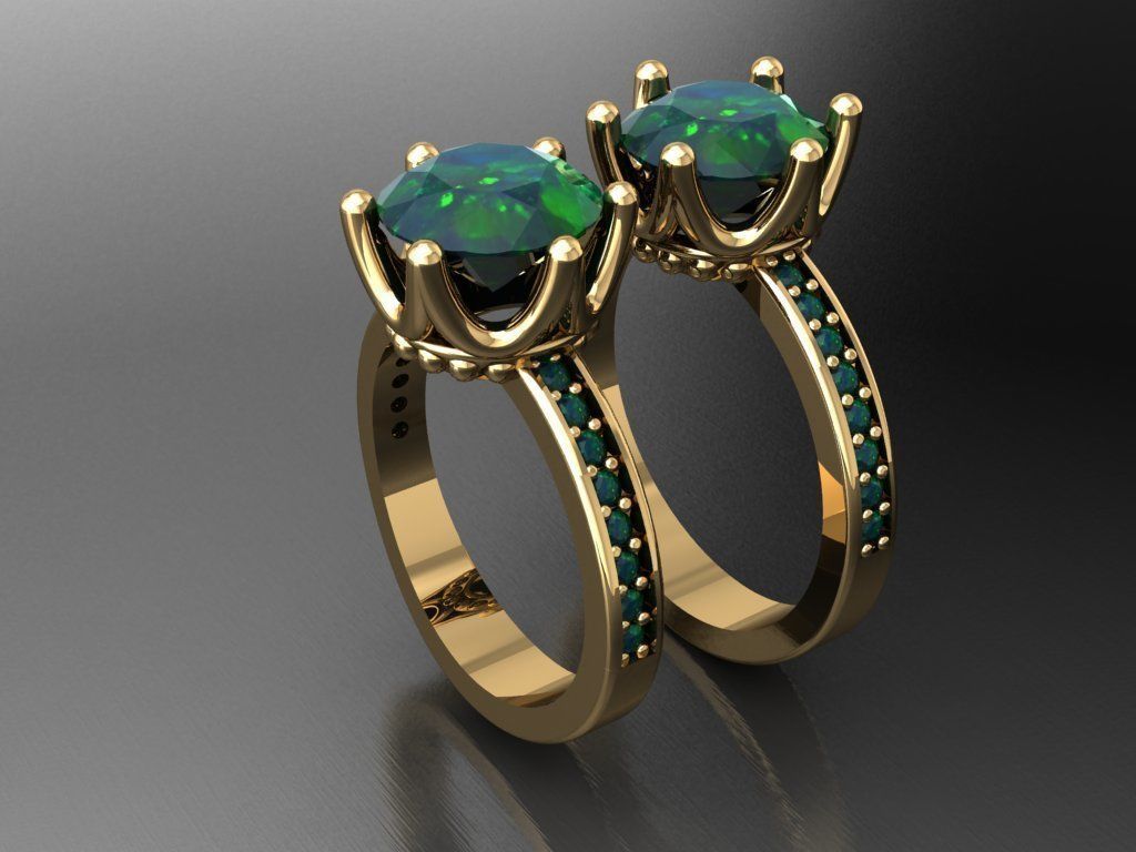 T104- Diamond solitarie ring 3D print model_5