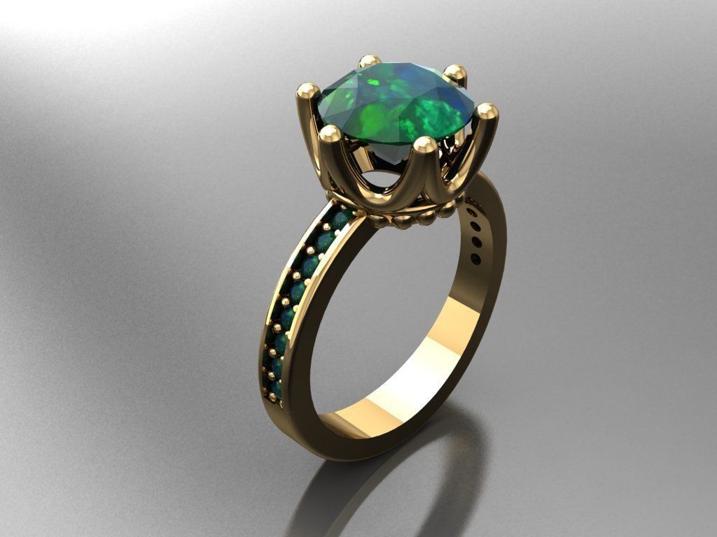T104- Diamond solitarie ring 3D print model_1