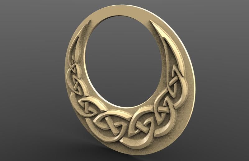 Celtic moon bas-relief 3D print model_3