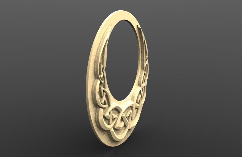 Celtic moon bas-relief 3D print model_1