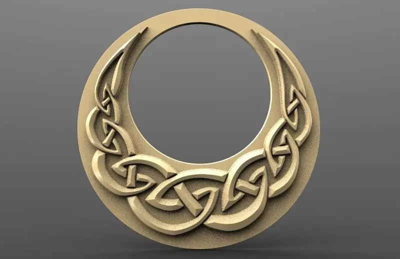 Celtic moon bas-relief 3D print model_0