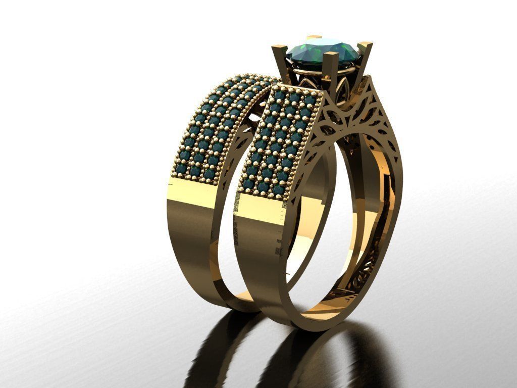 T109- Diamond solitarie ring 3D print model_4