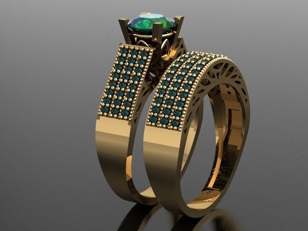 T109- Diamond solitarie ring 3D print model_3