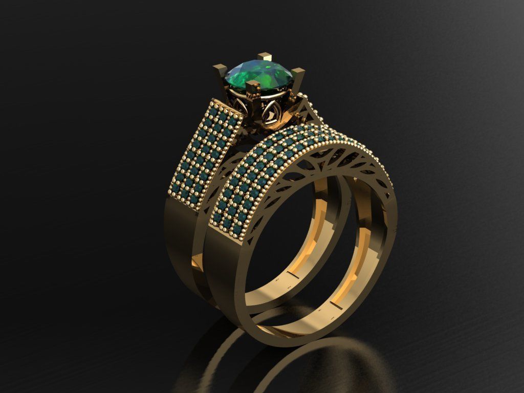 T109- Diamond solitarie ring 3D print model_1