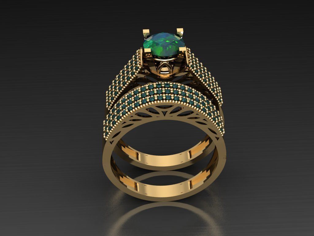 T109- Diamond solitarie ring 3D print model_2