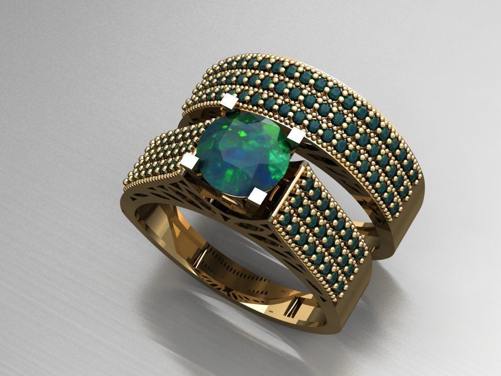 T109- Diamond solitarie ring 3D print model_5