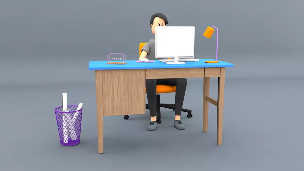 office woman working at desk Free 3D model