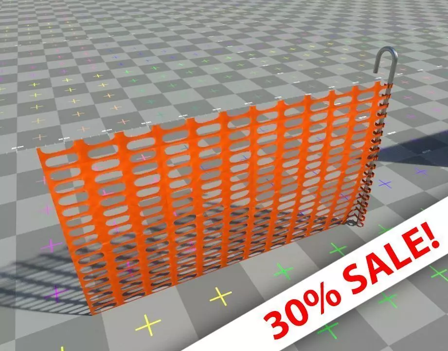 Road segregation Net barrier - with rebar Low-poly 3D model_0