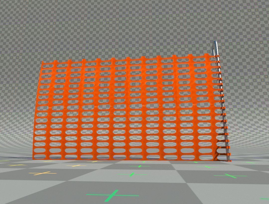 Road segregation Net barrier - with rebar Low-poly 3D model_3