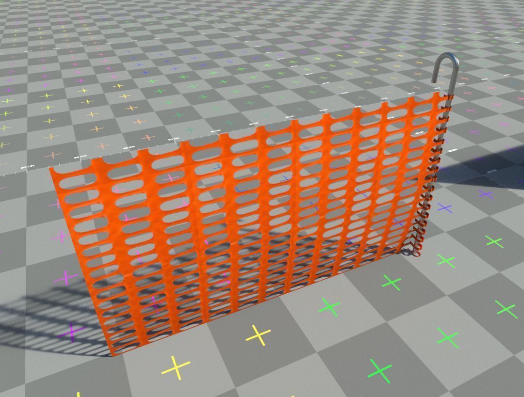 Road segregation Net barrier - with rebar Low-poly 3D model_1