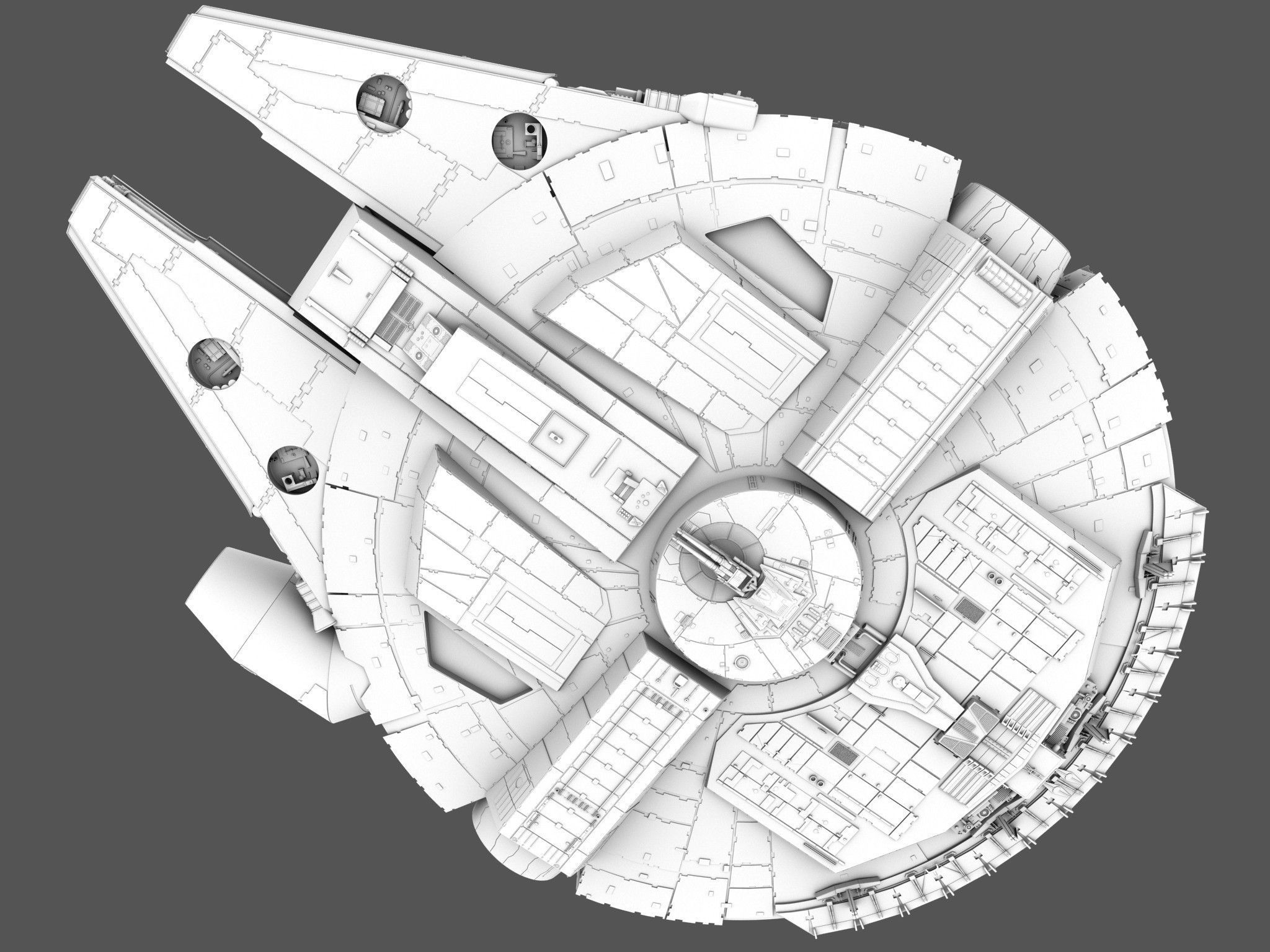 Millenium Falcon Space Ship Star Wars 3D model_14