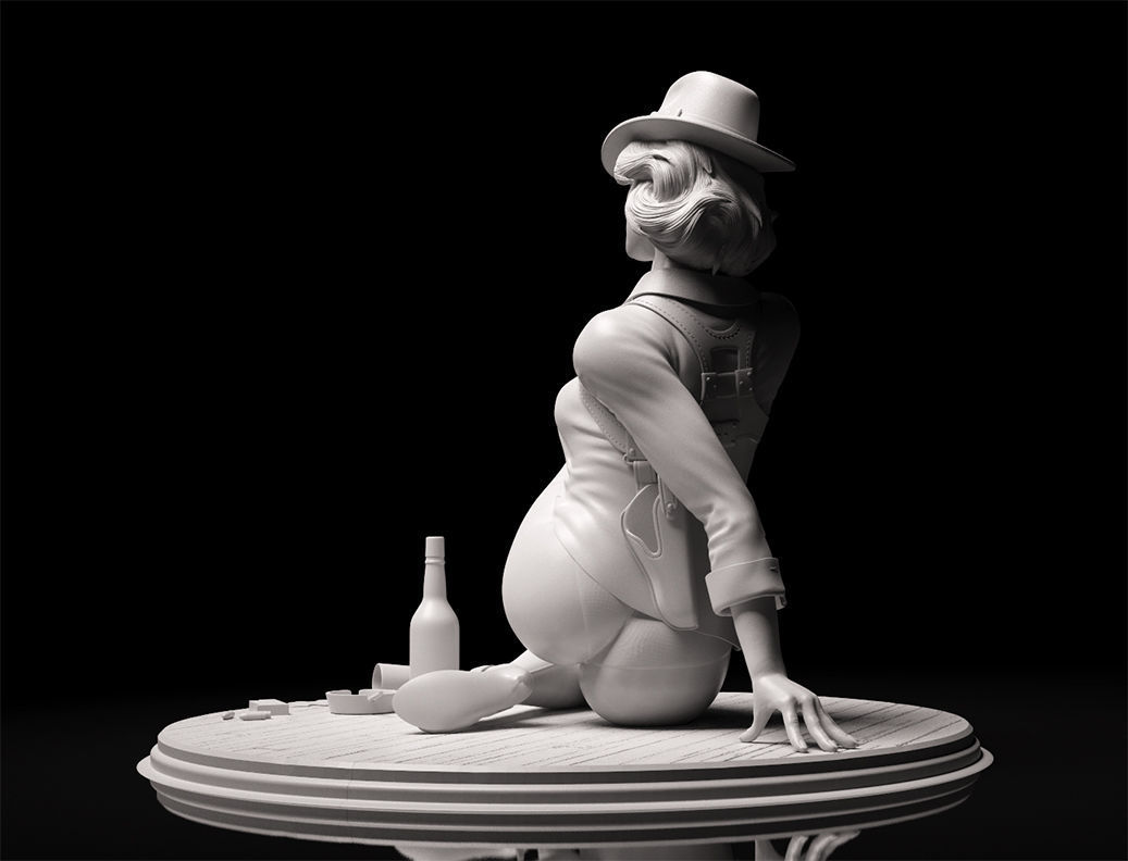 Noir sitting pose 3D print model_3