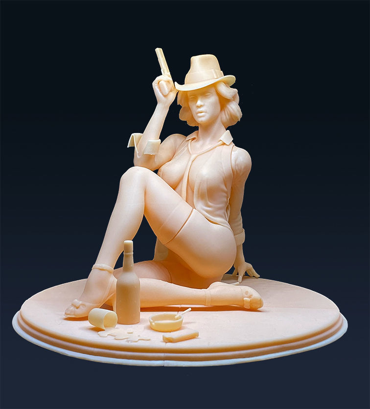 Noir sitting pose 3D print model_8