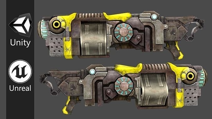 sci fi rocket launcher gun 3d low poly model Low-poly 3D model