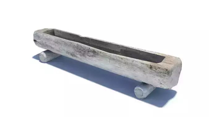 Wooden water trough for cattle Low-poly 3D model