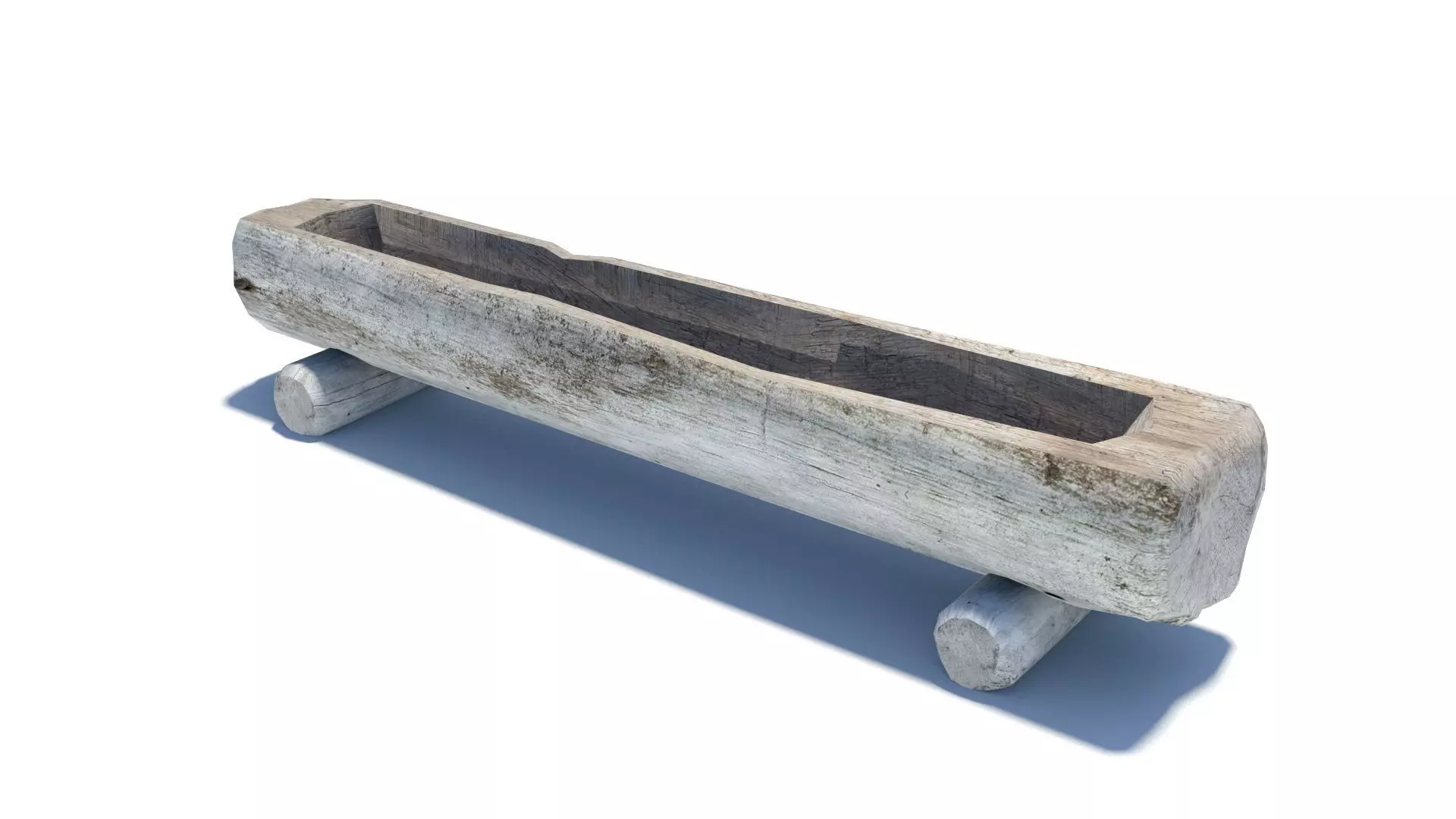 Wooden water trough for cattle Low-poly 3D model_0
