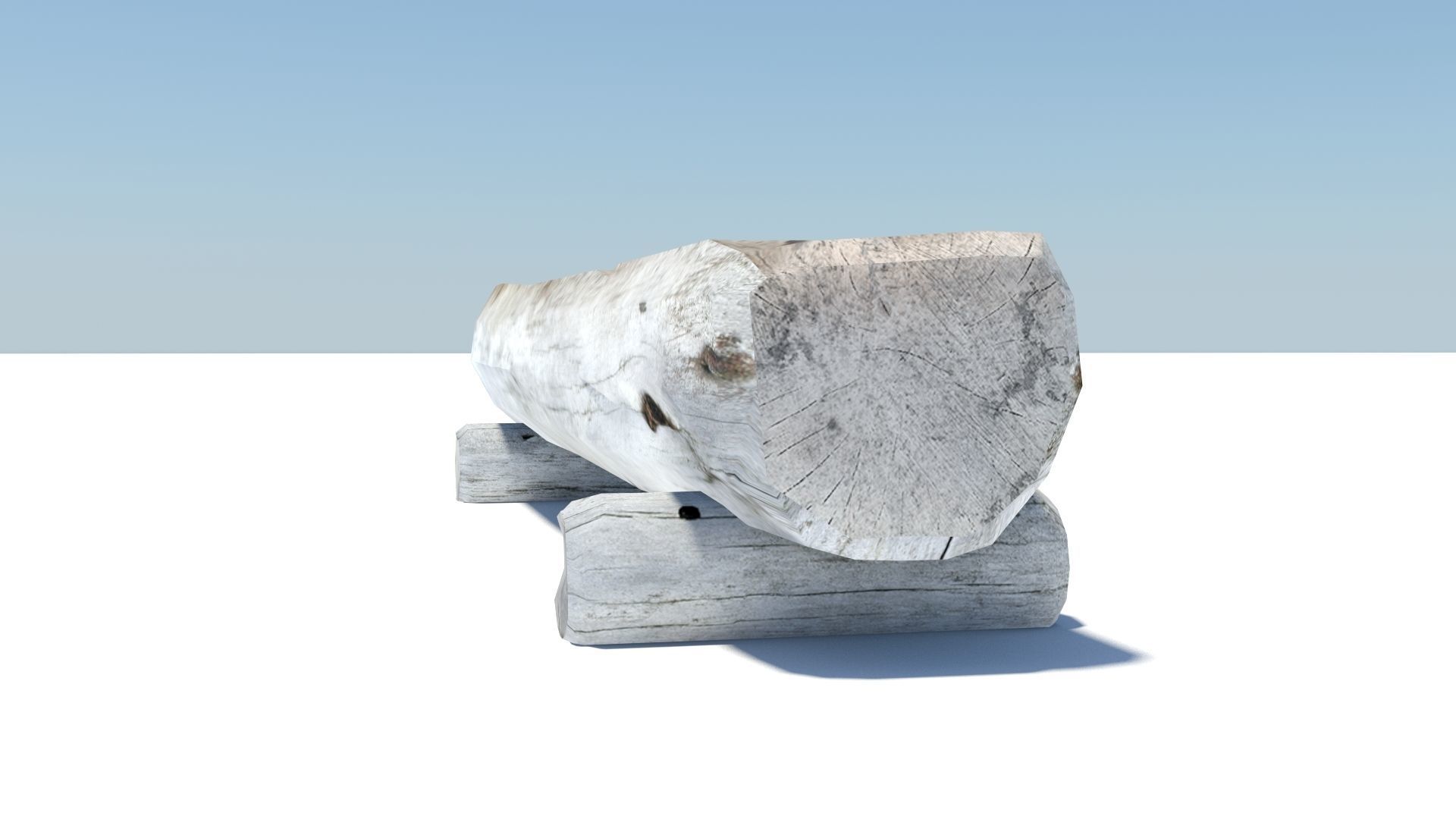 Wooden water trough for cattle Low-poly 3D model_4