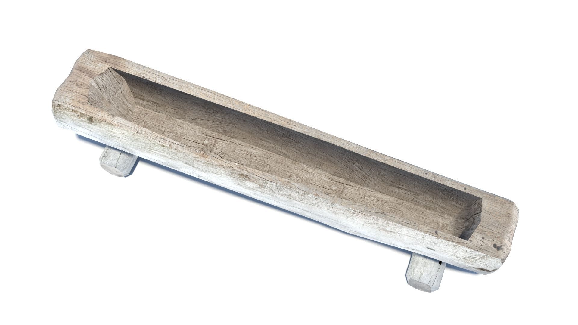 Wooden water trough for cattle Low-poly 3D model_3