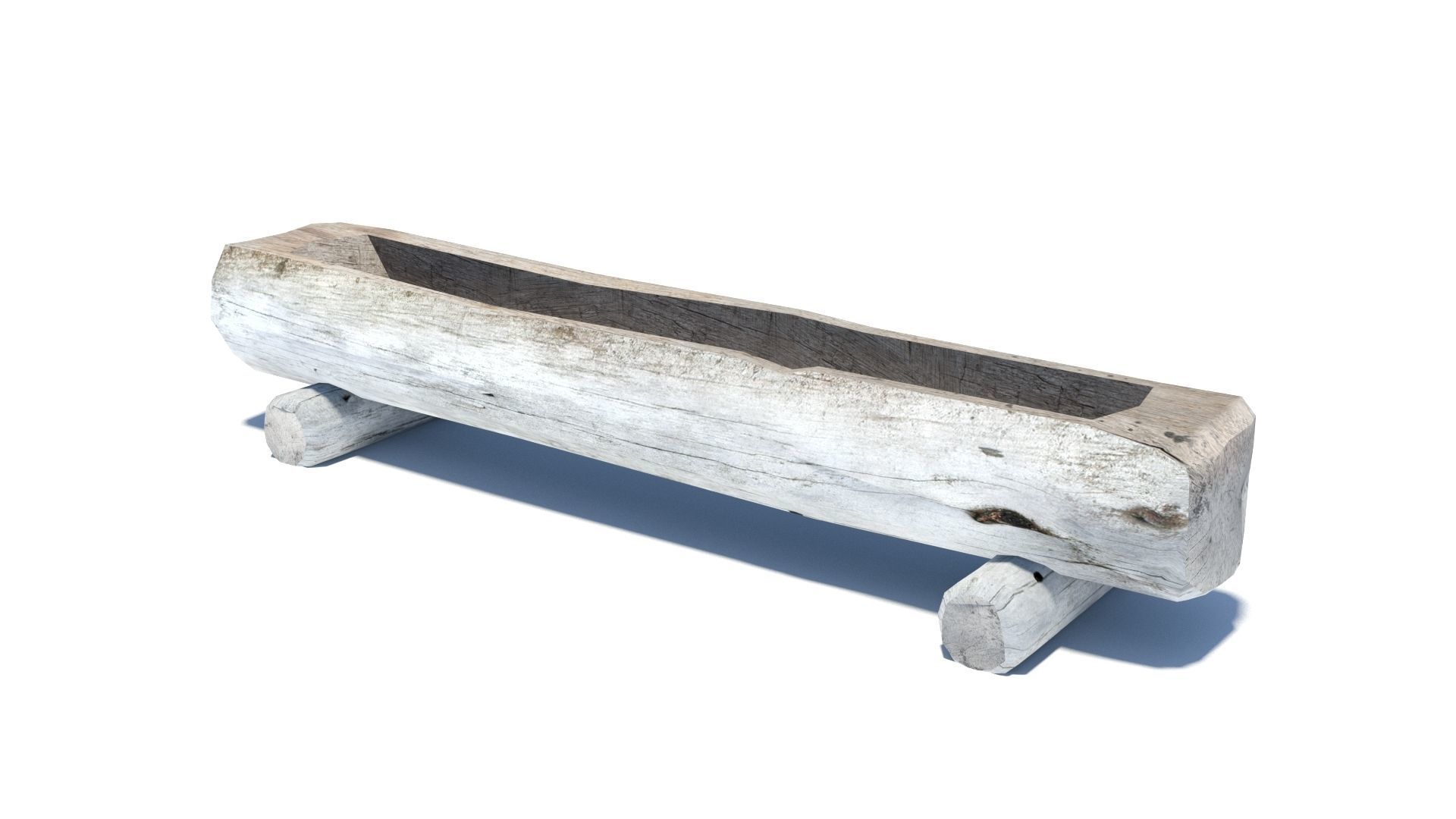 Wooden water trough for cattle Low-poly 3D model_2