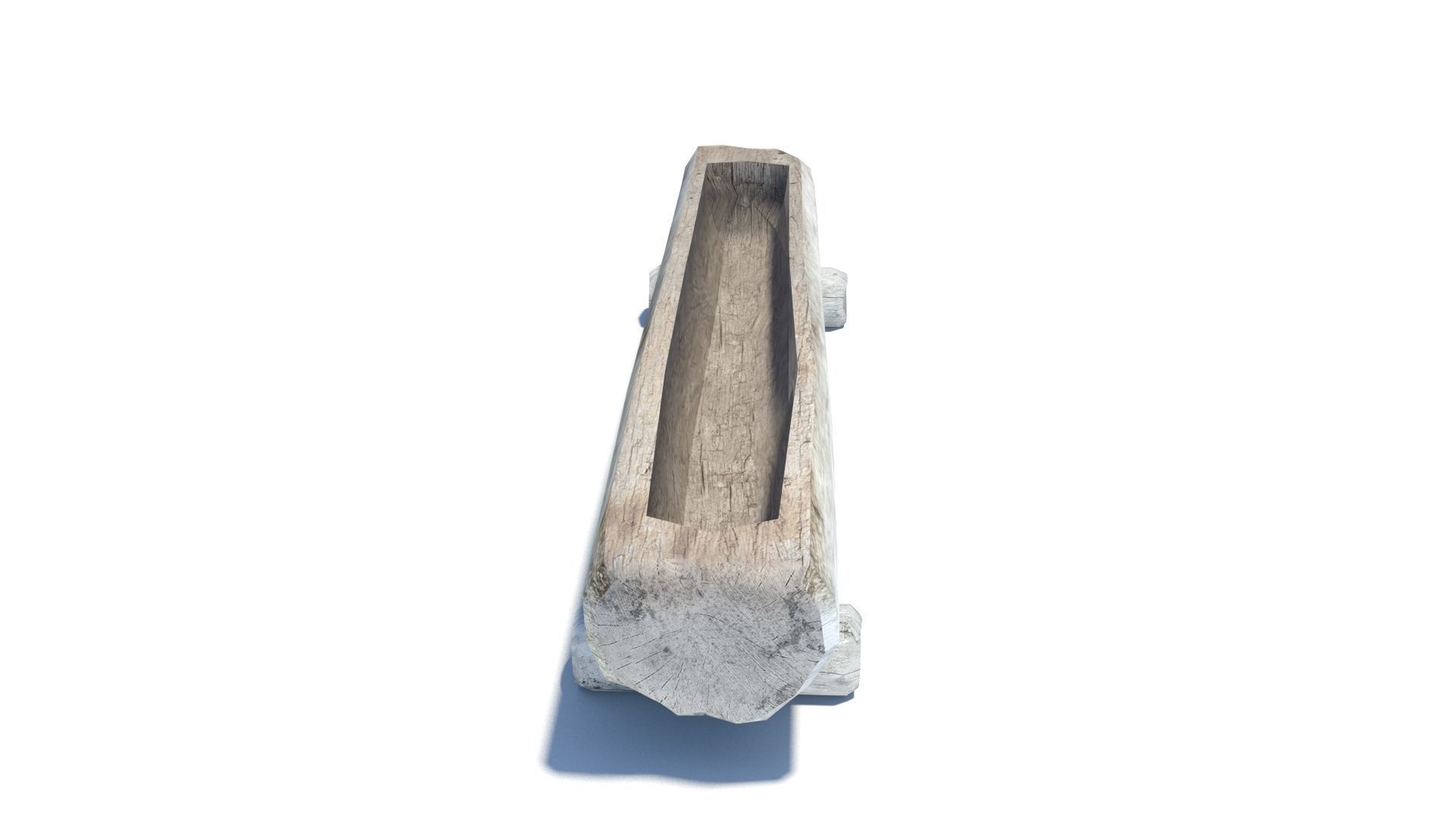 Wooden water trough for cattle Low-poly 3D model_5