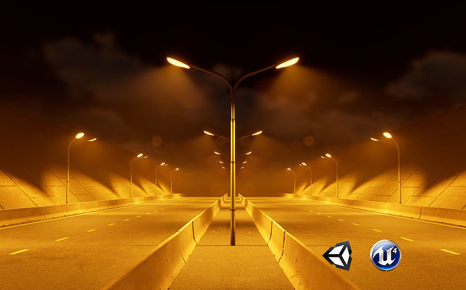 Urban Streetlight Low-poly 3D model