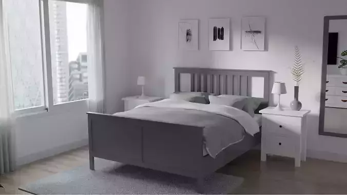 BEDROOM 1 dresser with plant and tv