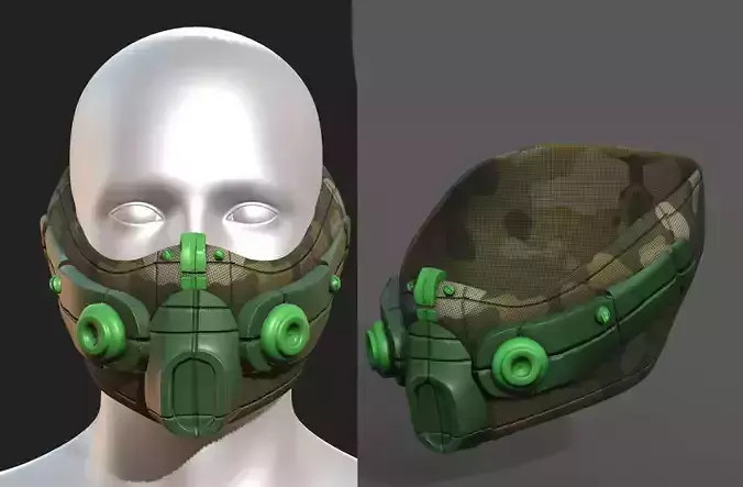 Gas mask respirator scifi futuristic 3d 