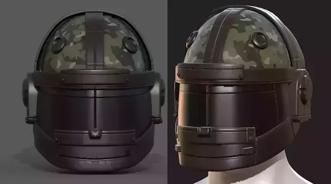 Helmet scifi military combat 3d model low poly human generic 