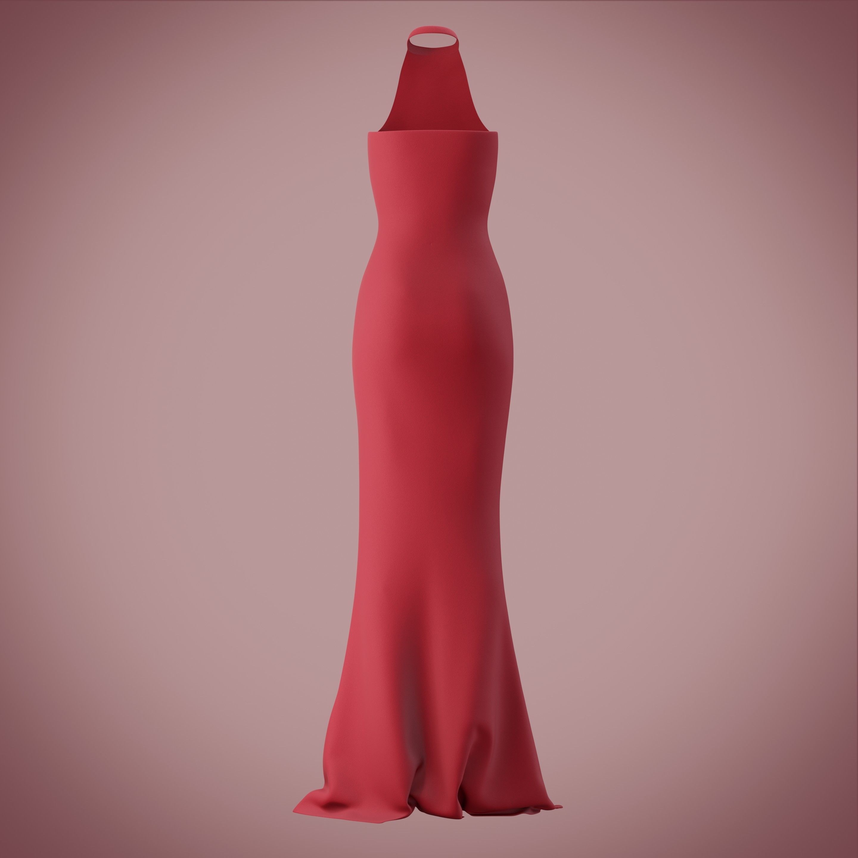 Halter neck gown with high slit Low-poly 3D model_25