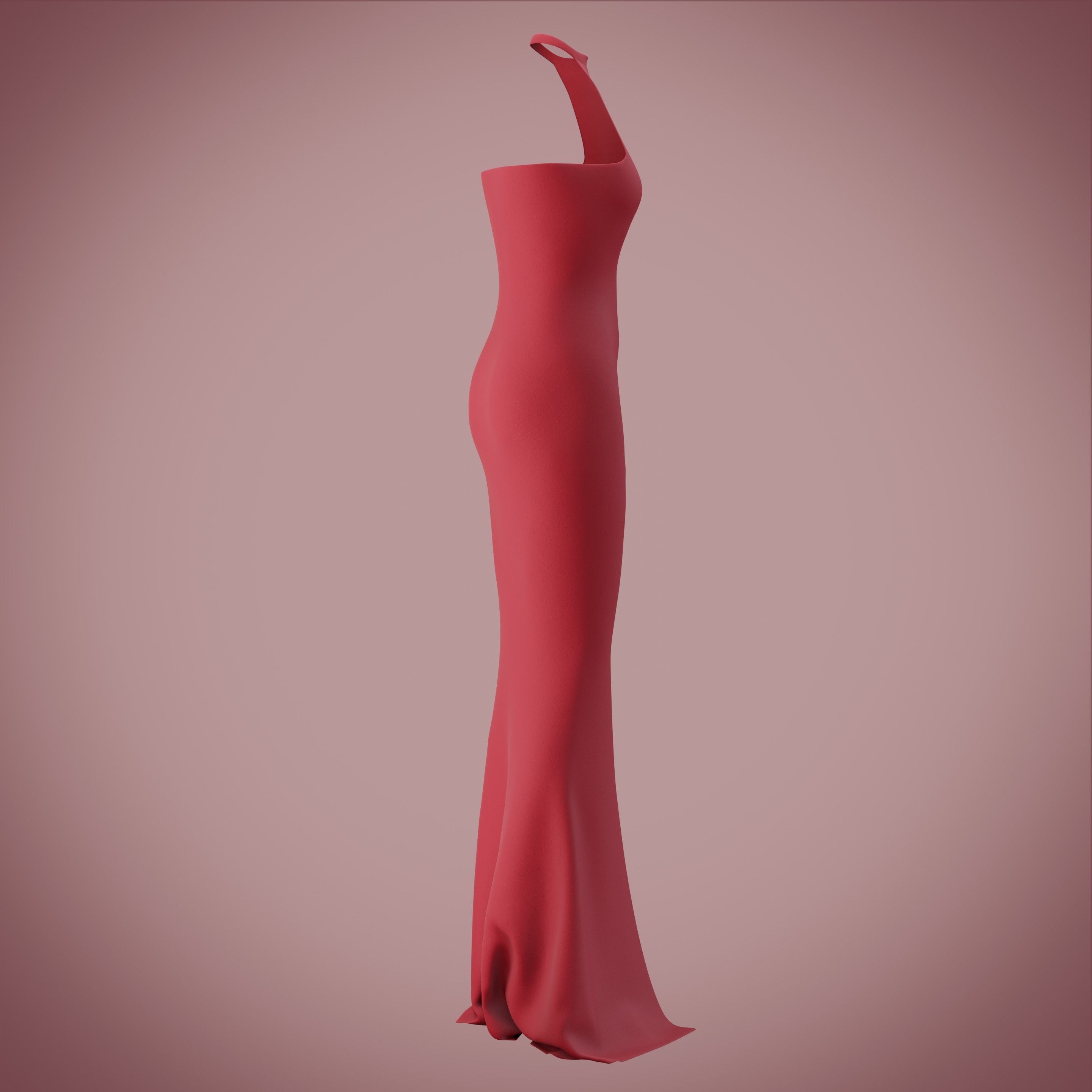 Halter neck gown with high slit Low-poly 3D model_21