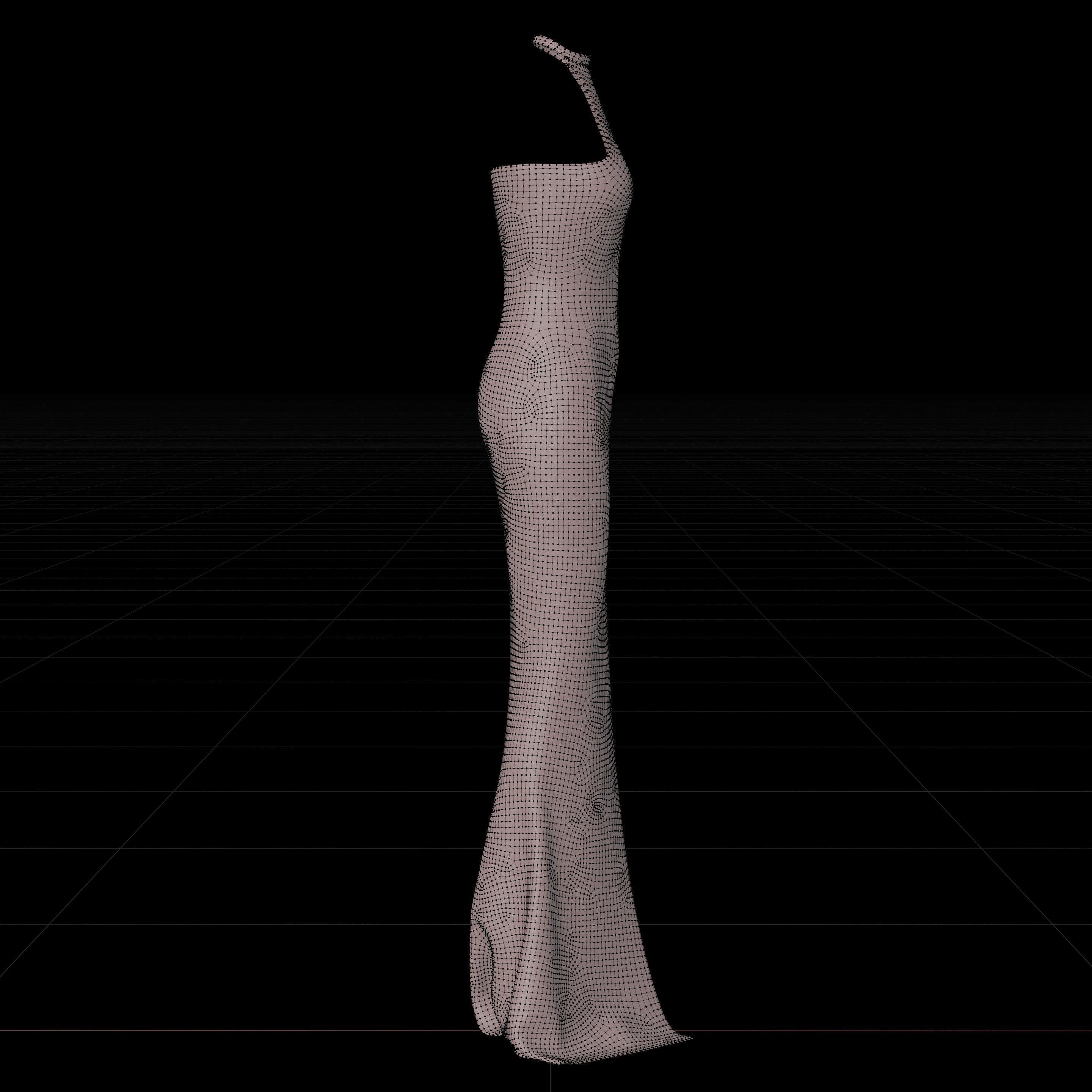 Halter neck gown with high slit Low-poly 3D model_13