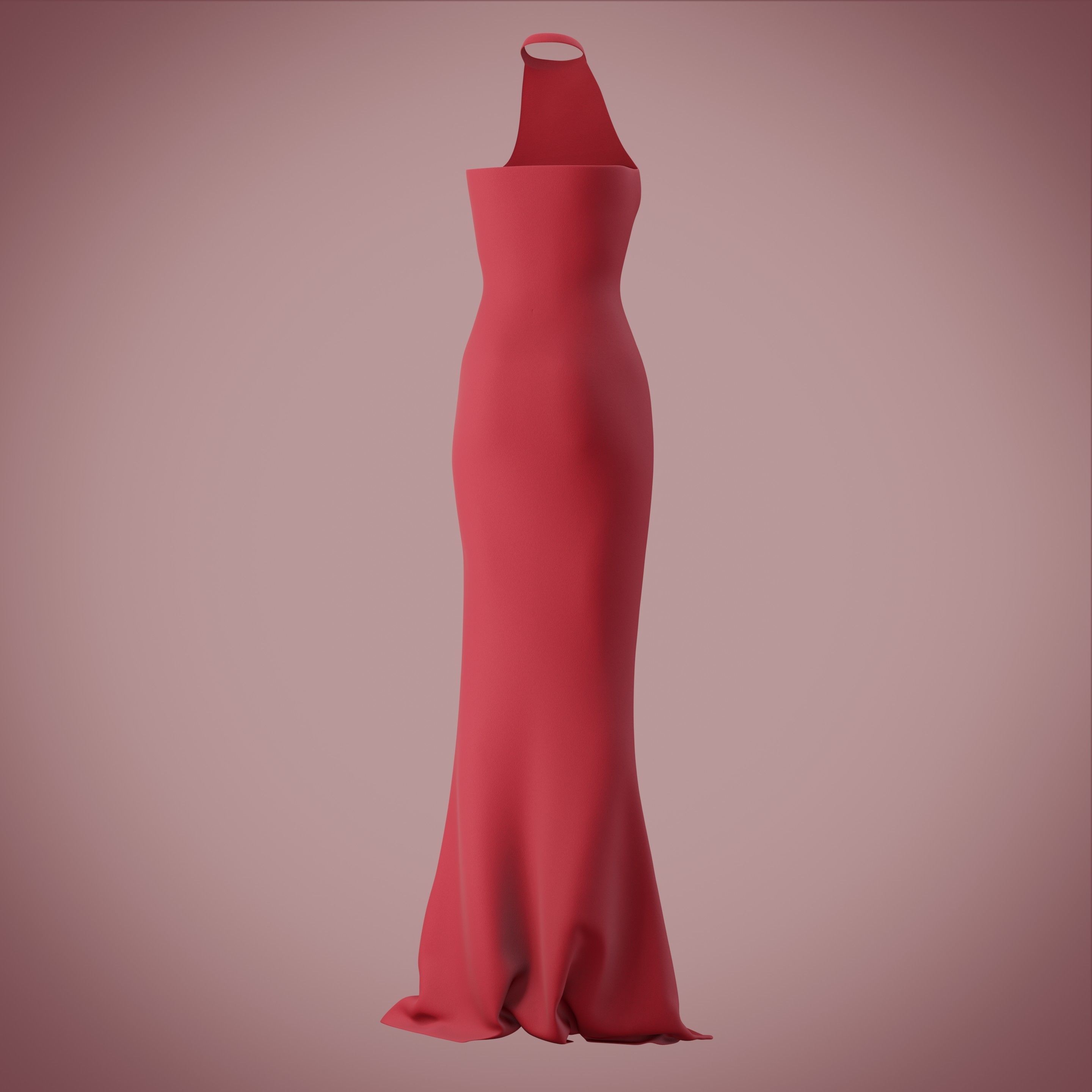 Halter neck gown with high slit Low-poly 3D model_24
