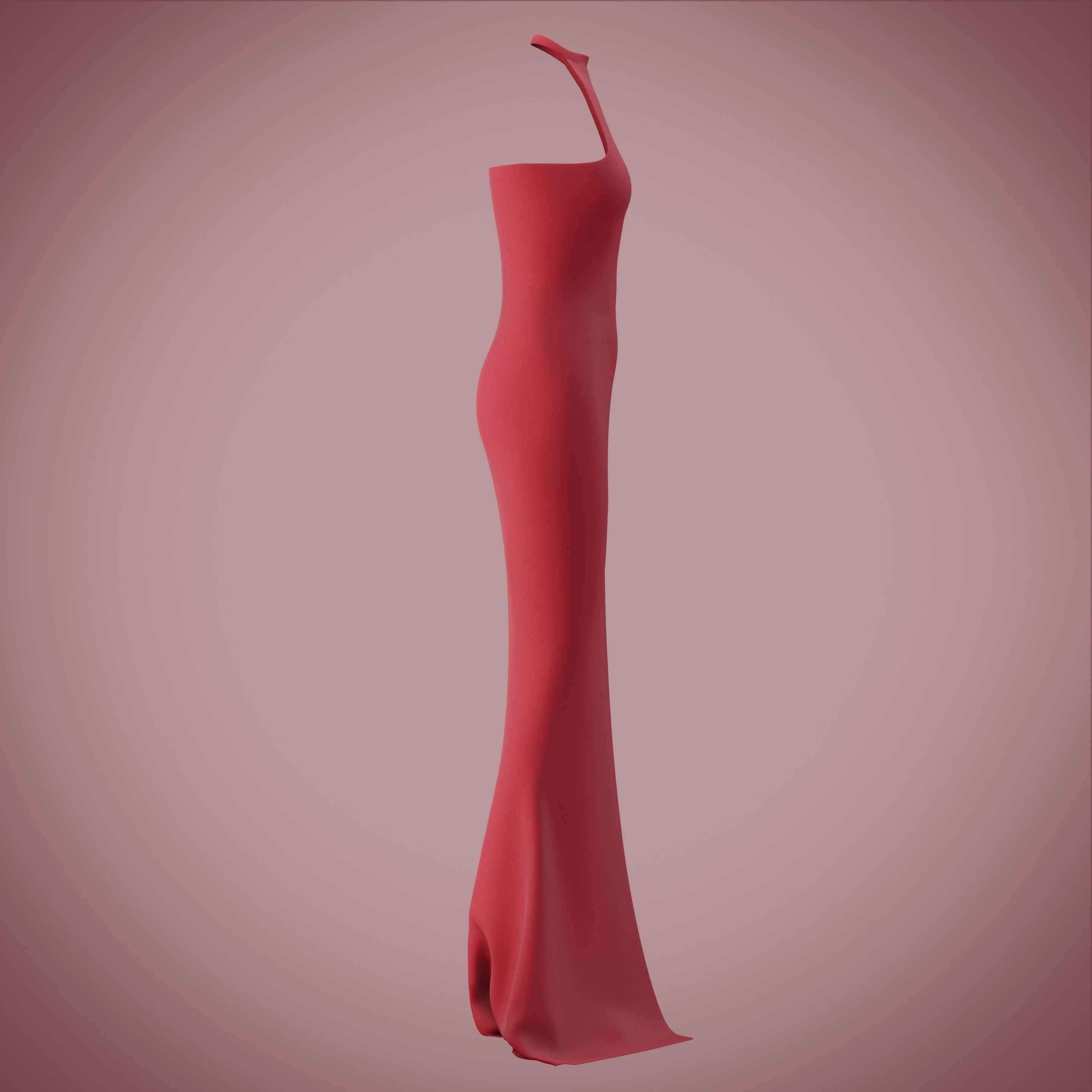 Halter neck gown with high slit Low-poly 3D model_20