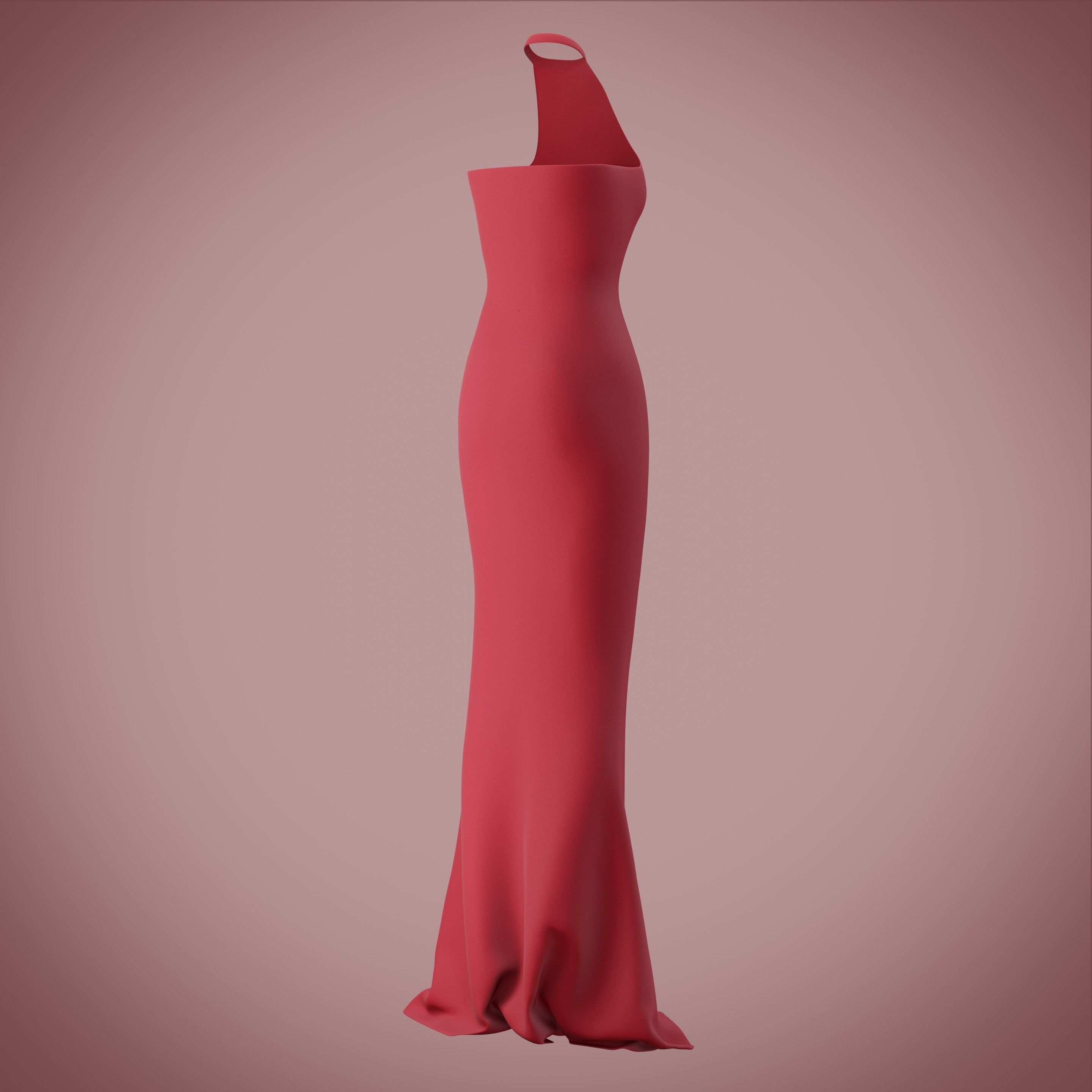 Halter neck gown with high slit Low-poly 3D model_23