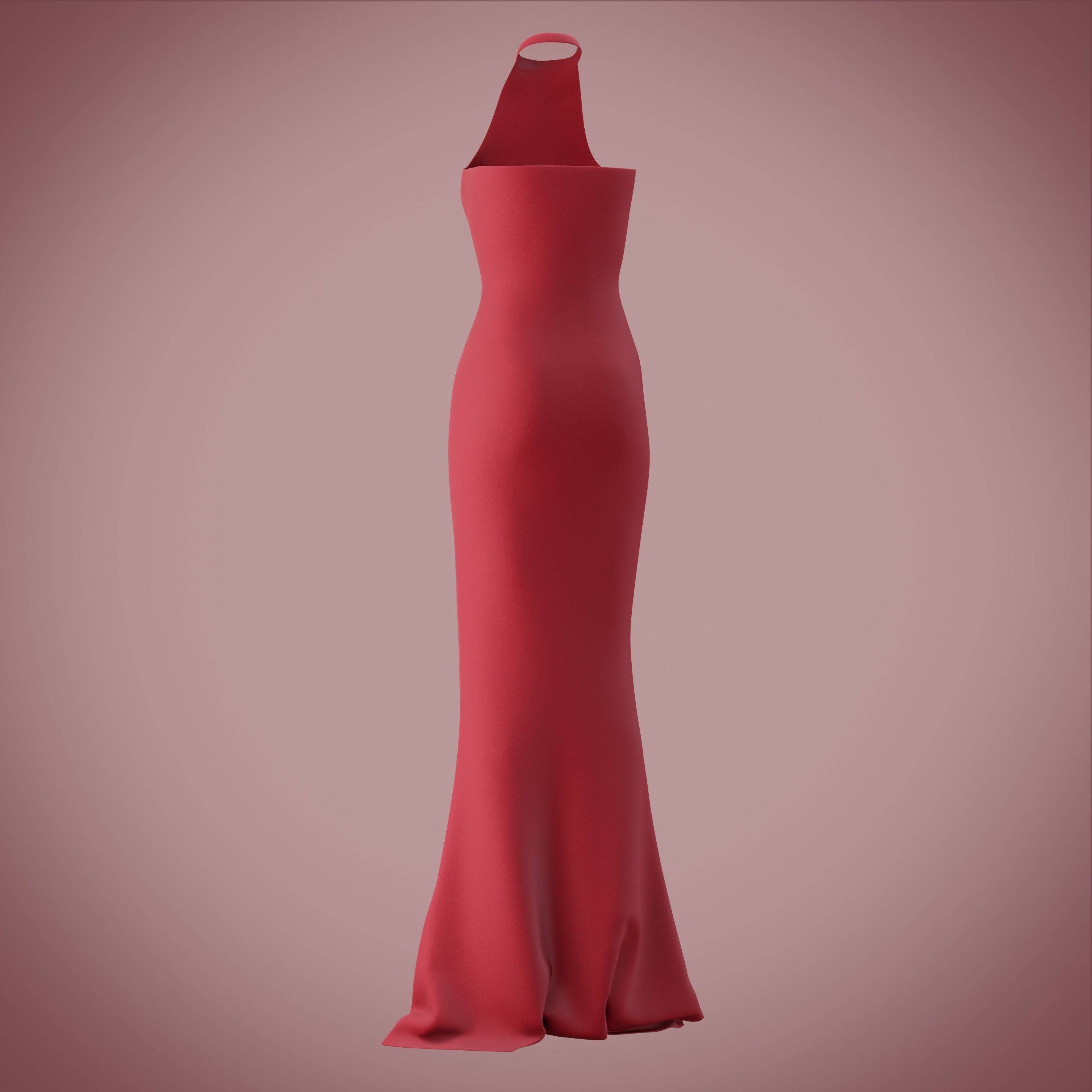 Halter neck gown with high slit Low-poly 3D model_26