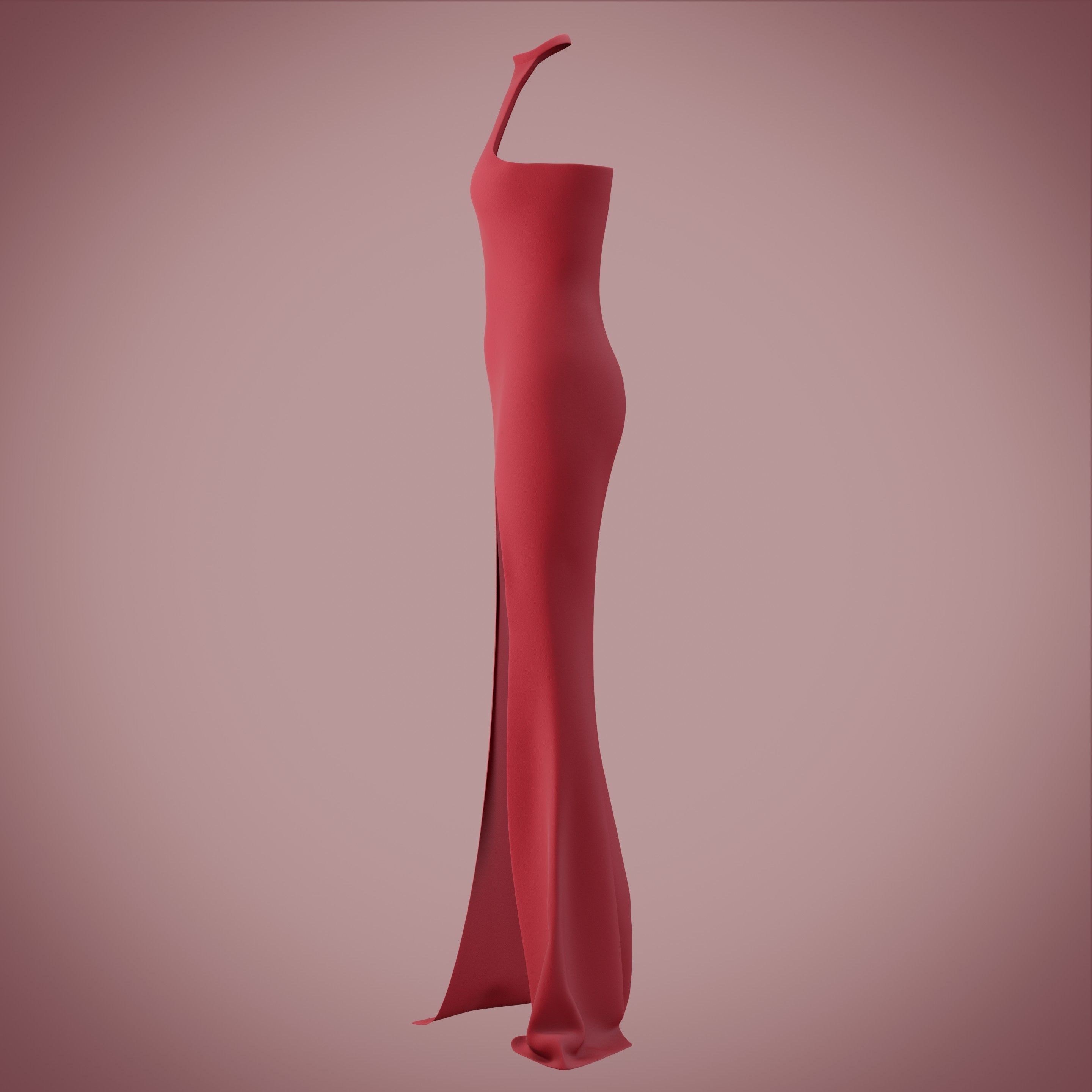 Halter neck gown with high slit Low-poly 3D model_30