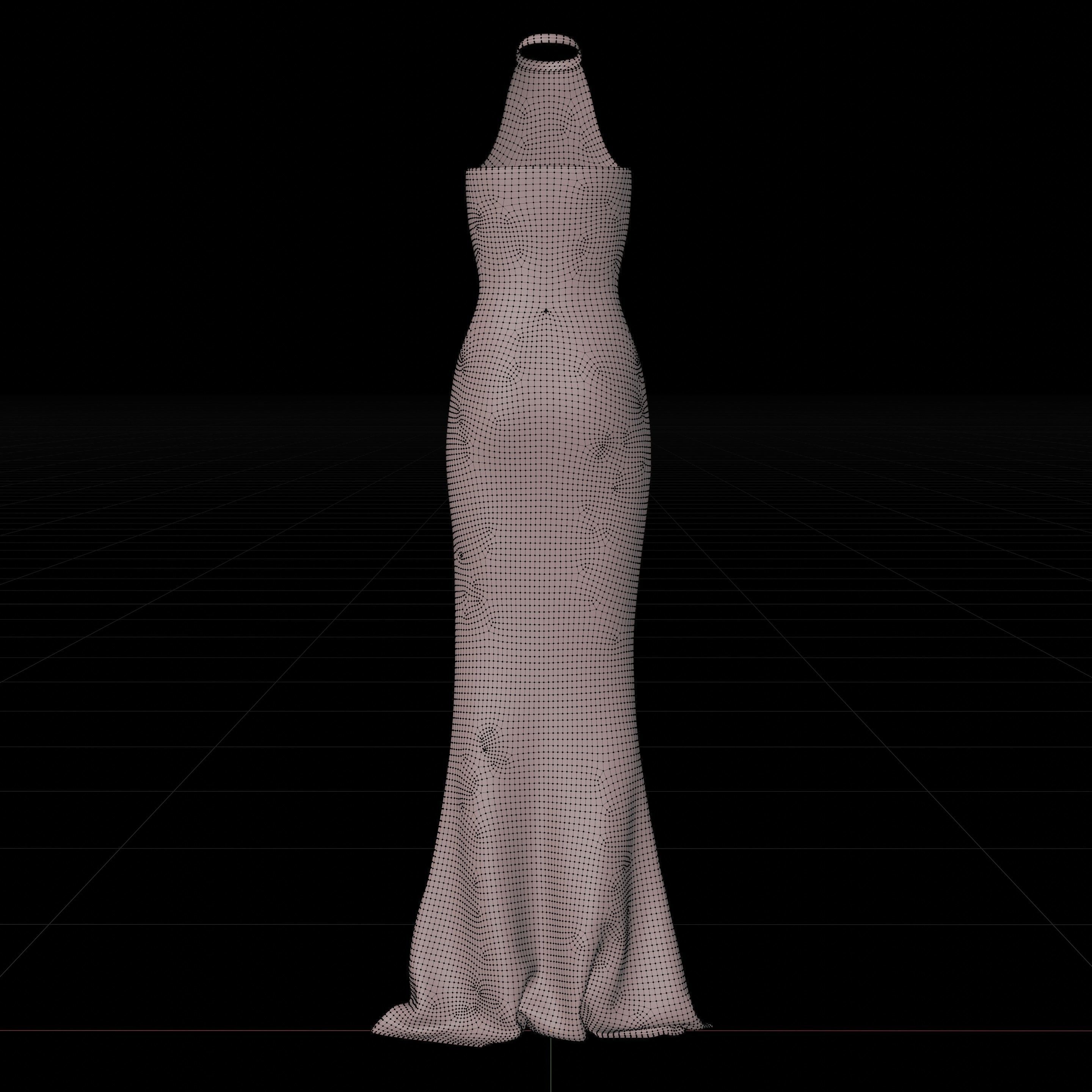 Halter neck gown with high slit Low-poly 3D model_14