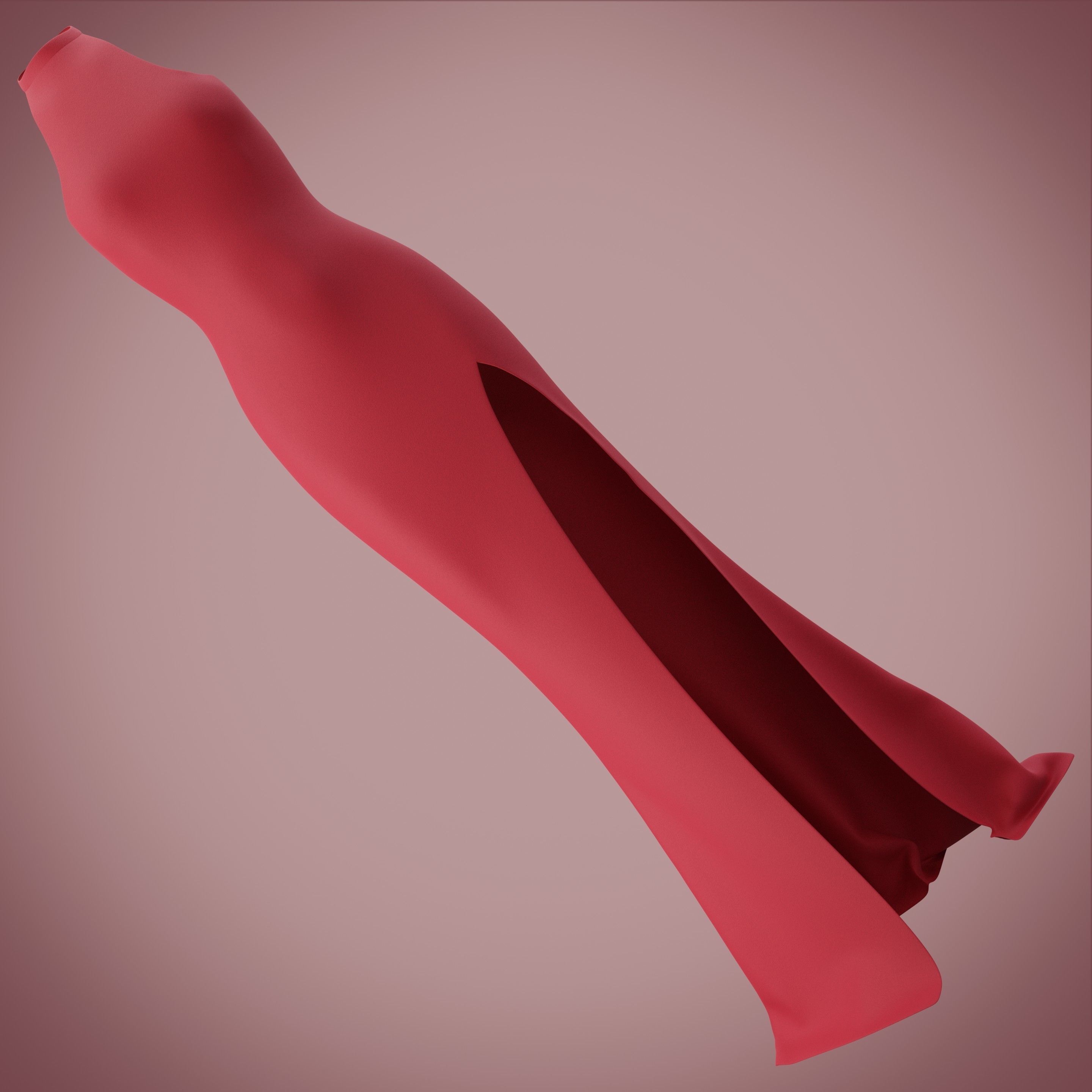 Halter neck gown with high slit Low-poly 3D model_10