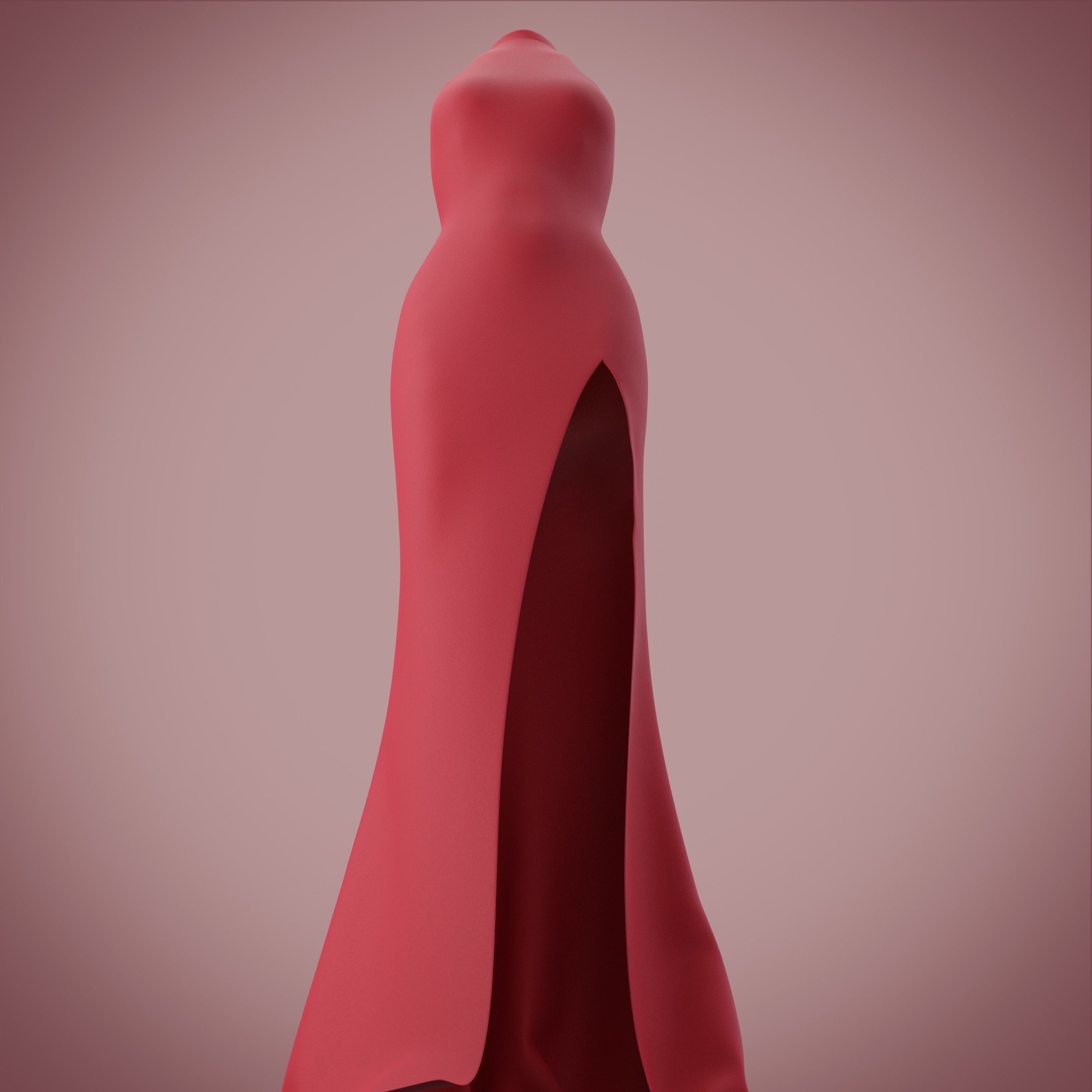 Halter neck gown with high slit Low-poly 3D model_5