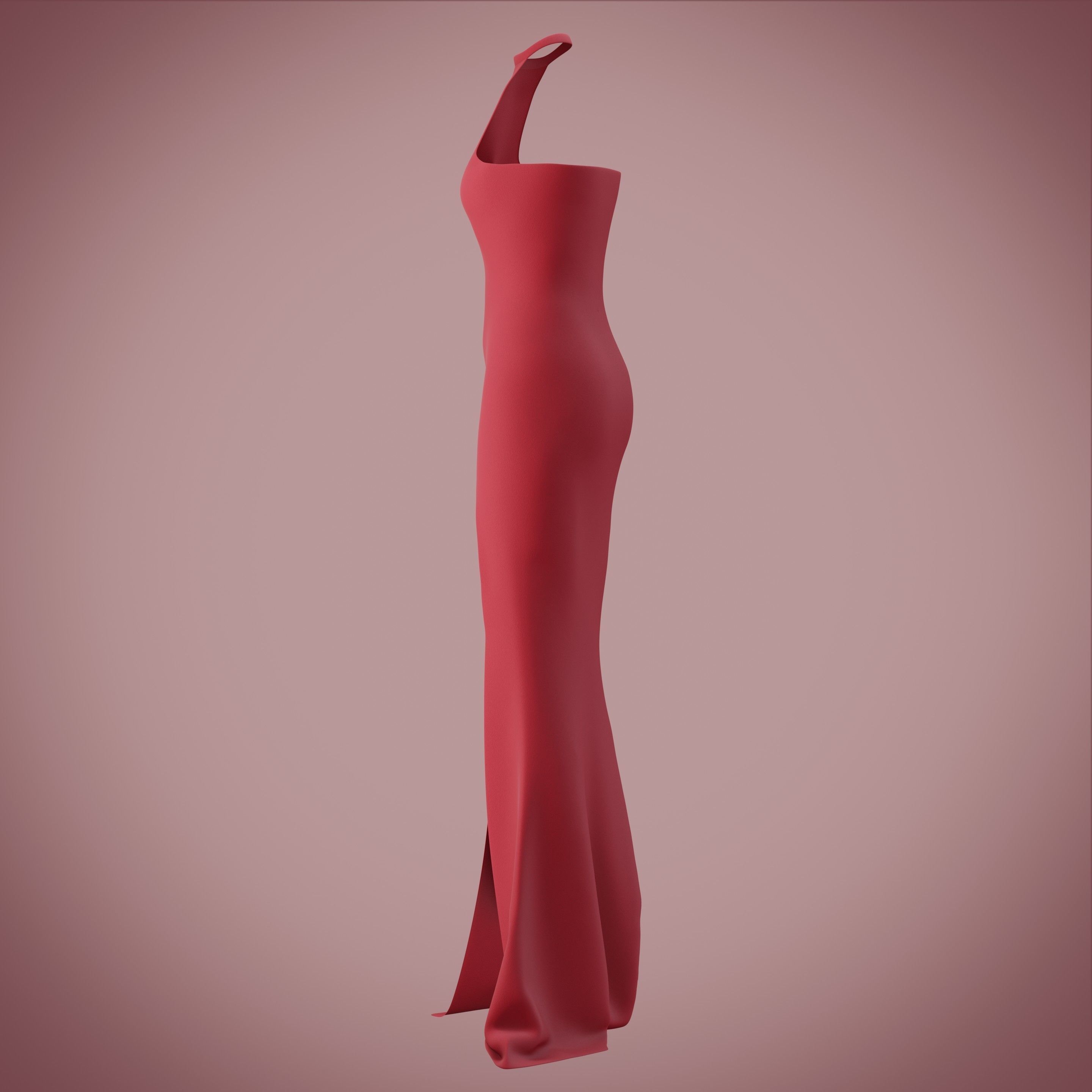 Halter neck gown with high slit Low-poly 3D model_29