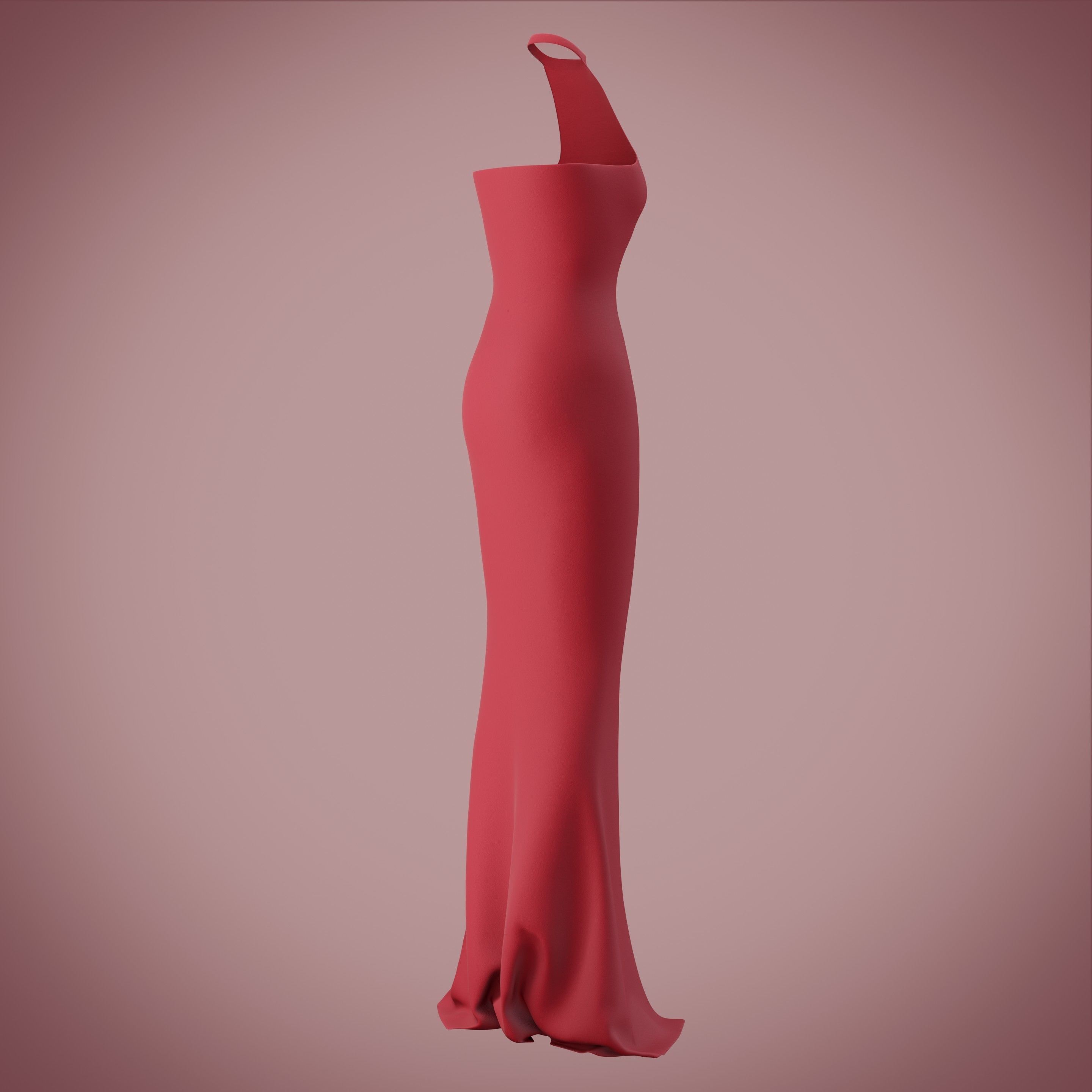 Halter neck gown with high slit Low-poly 3D model_22