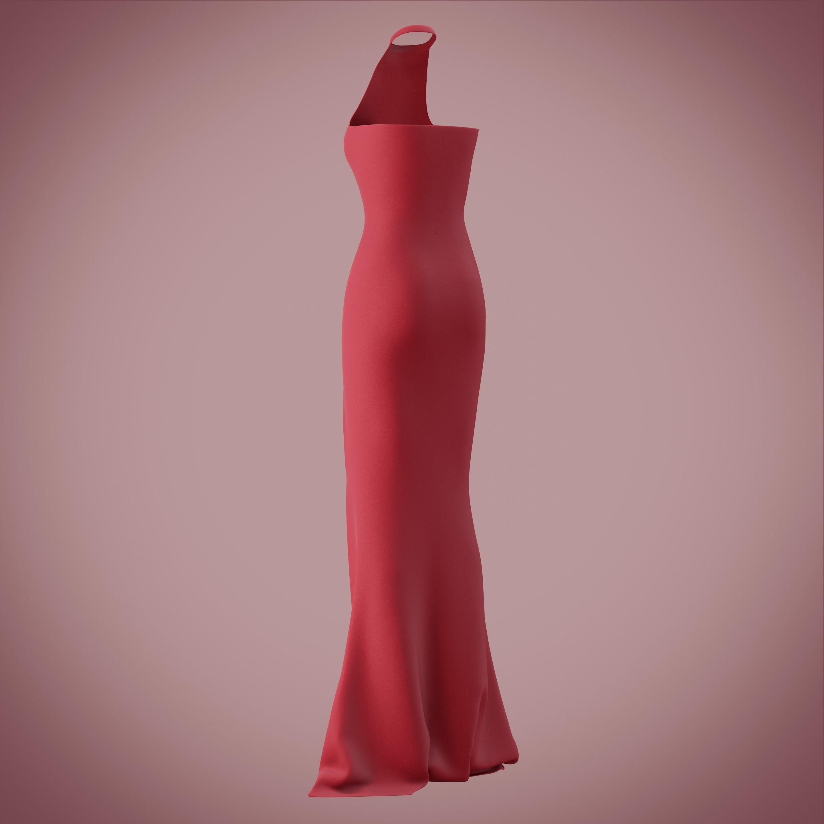 Halter neck gown with high slit Low-poly 3D model_27