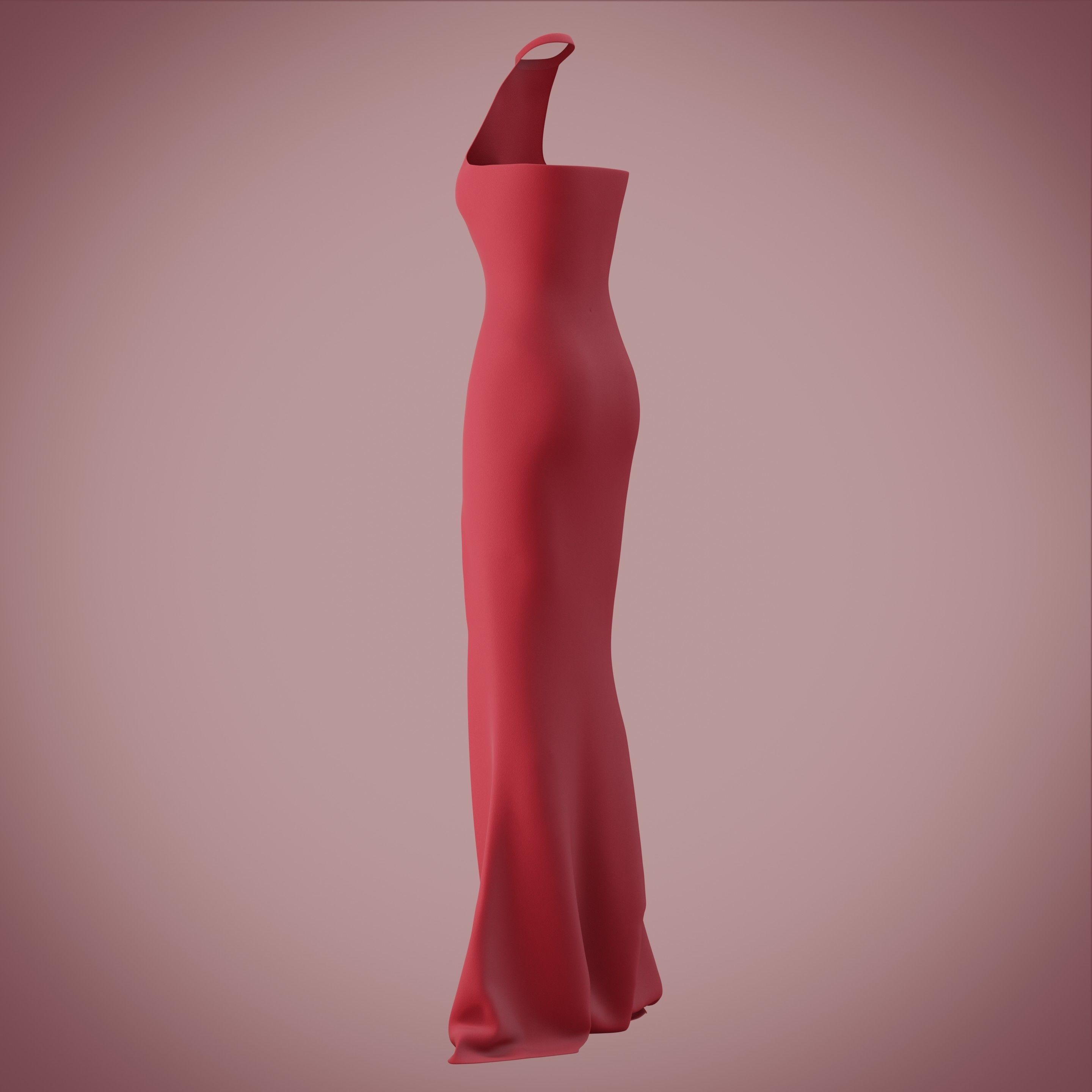Halter neck gown with high slit Low-poly 3D model_28